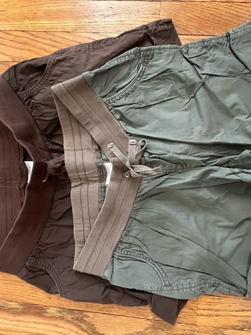 Motherhood maternity Casual Drawstring Waist Shorts in Olive Green and Brown